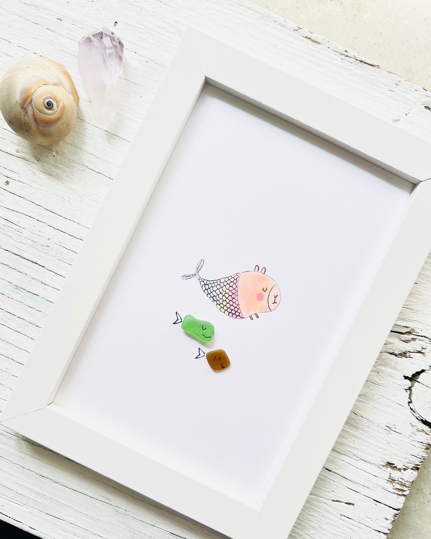 Capybara Mermaid with Sea Glass Fish