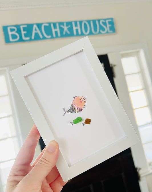 Capybara Mermaid with Sea Glass Fish