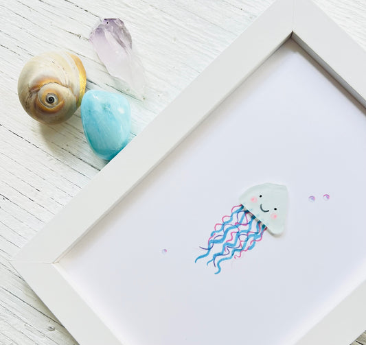 Cute Jellyfish Sea Glass Art