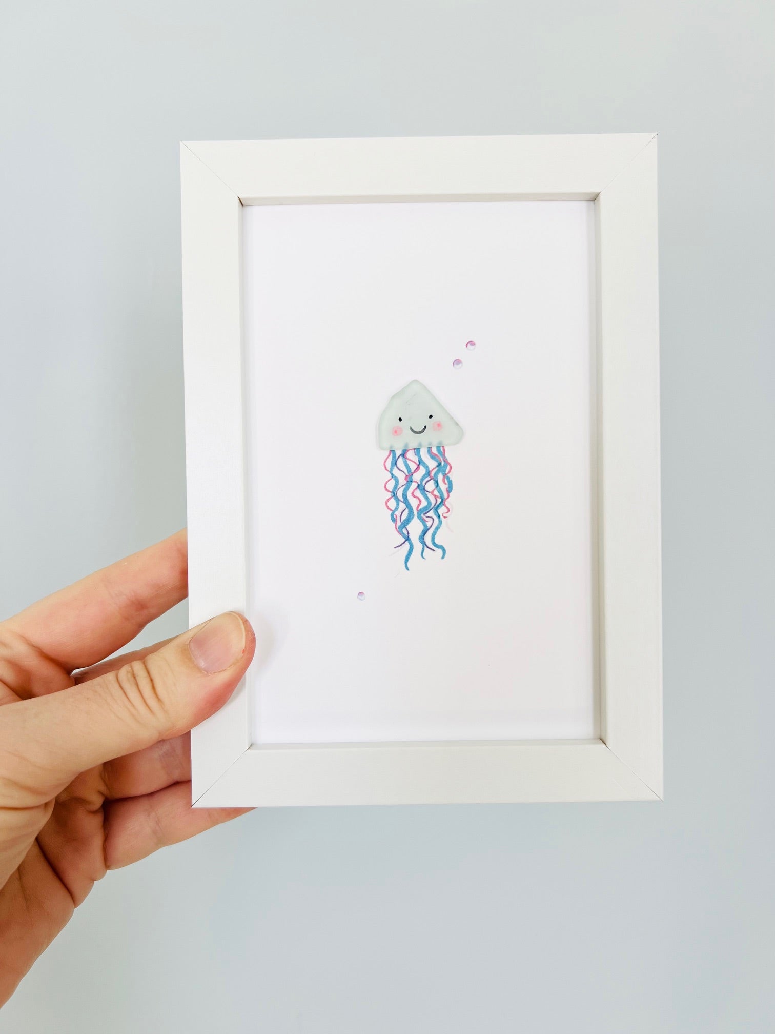 Cute Jellyfish Sea Glass Art