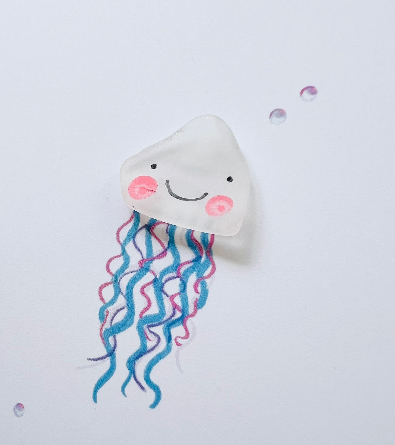 Cute Jellyfish Sea Glass Art