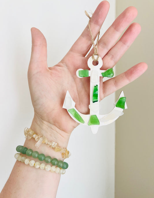 Sea Glass Anchor Ornament