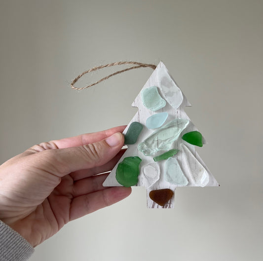 Scandinavian Tree Sea Glass Ornament