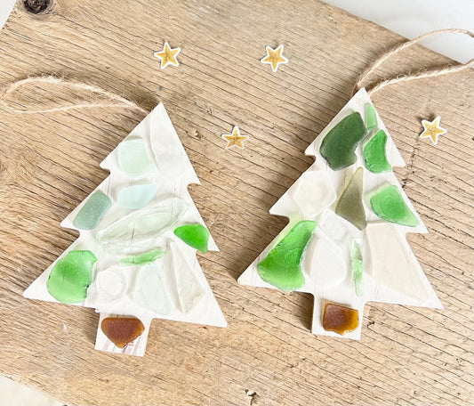 Scandinavian Tree Sea Glass Ornament