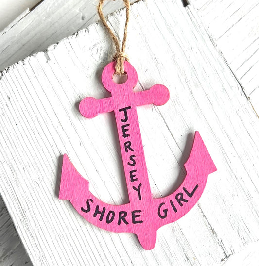 NJ Shore Pink Anchor Ornament