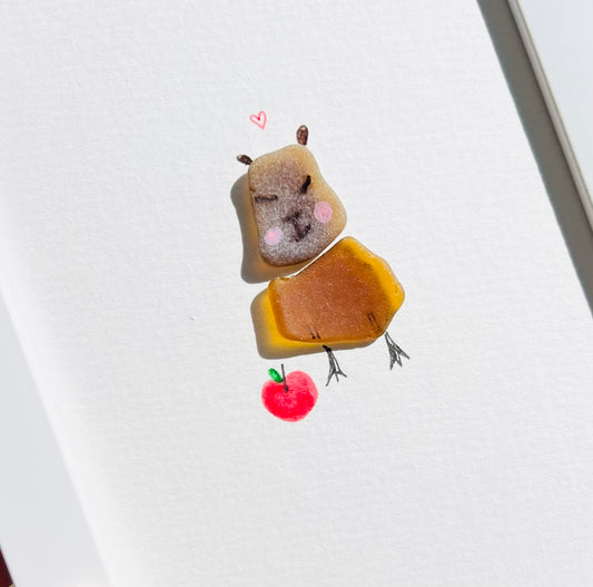 Sea Glass Capybara with Apple