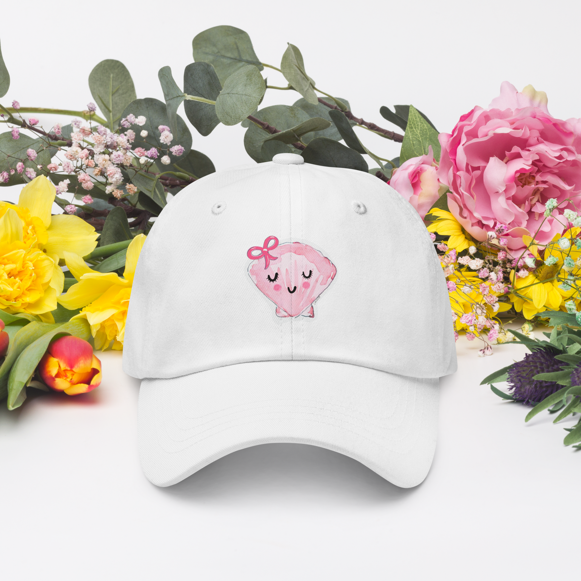 Coquette Seashell with Pink Bow Baseball Hat by Sook & Hook
