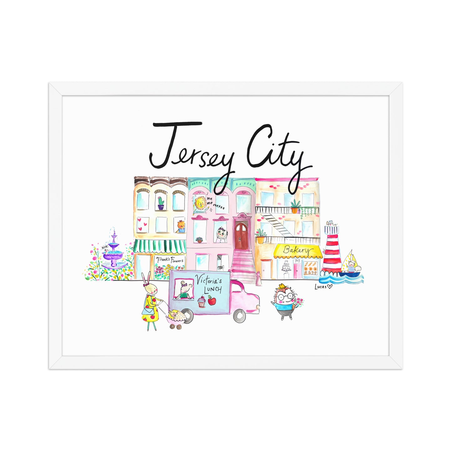 Jersey City Framed Art Print | art by Ashley Regina Lucas
