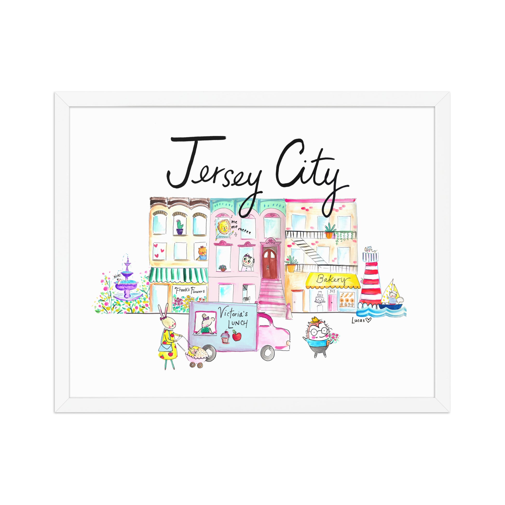Jersey City Framed Art Print | art by Ashley Regina Lucas