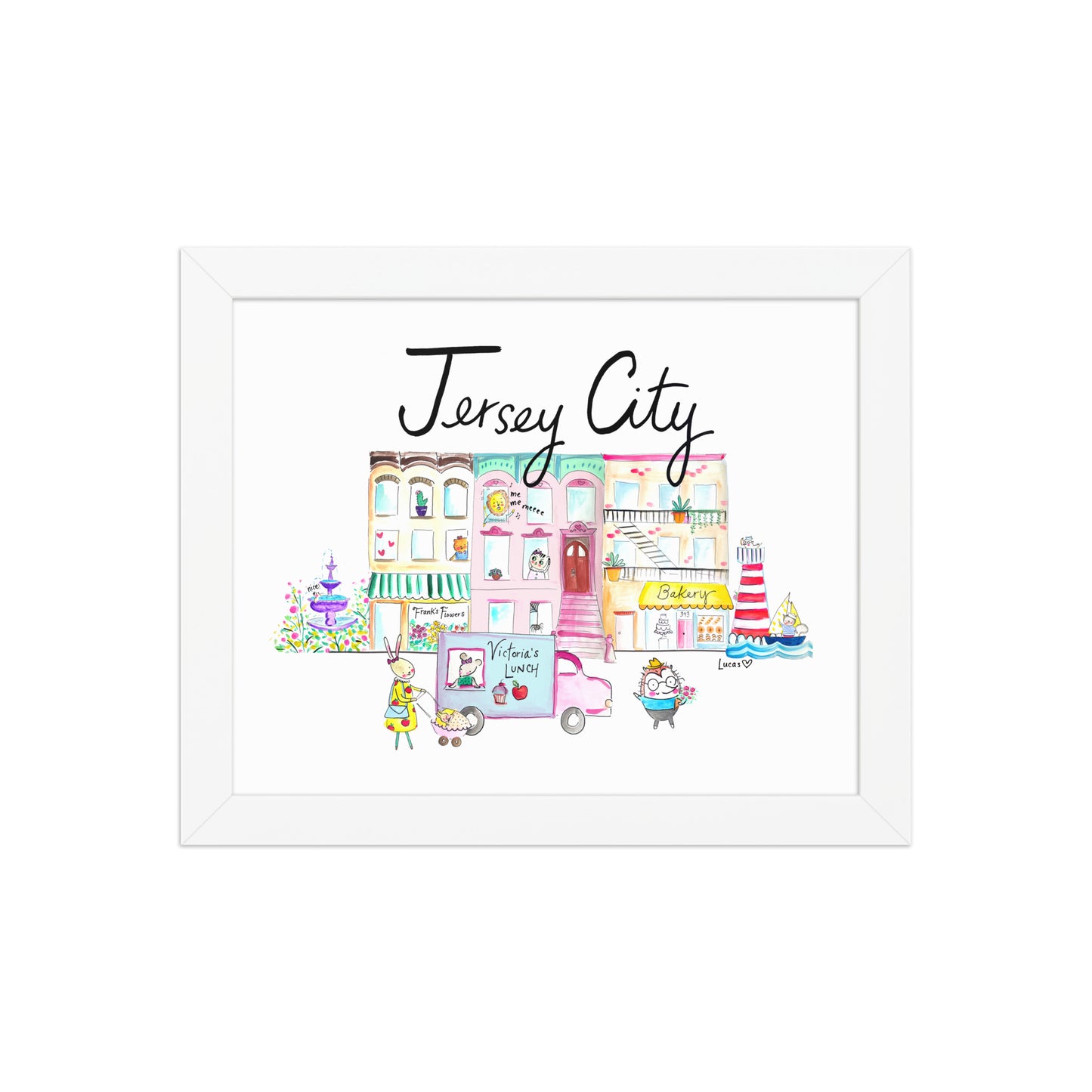 Jersey City Framed Art Print | art by Ashley Regina Lucas