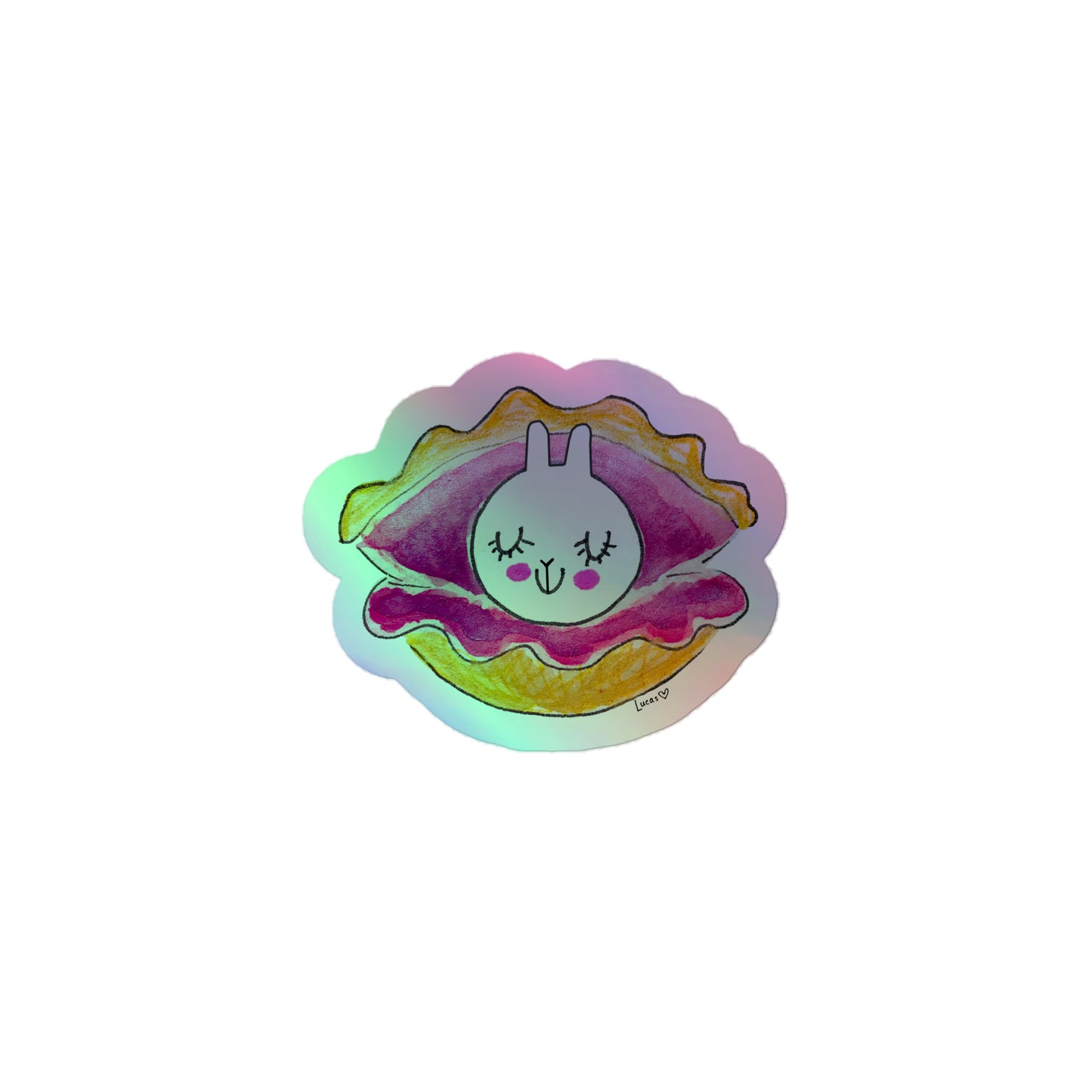 Beach Bunny Pearl in an Oyster Shell Holographic Sticker