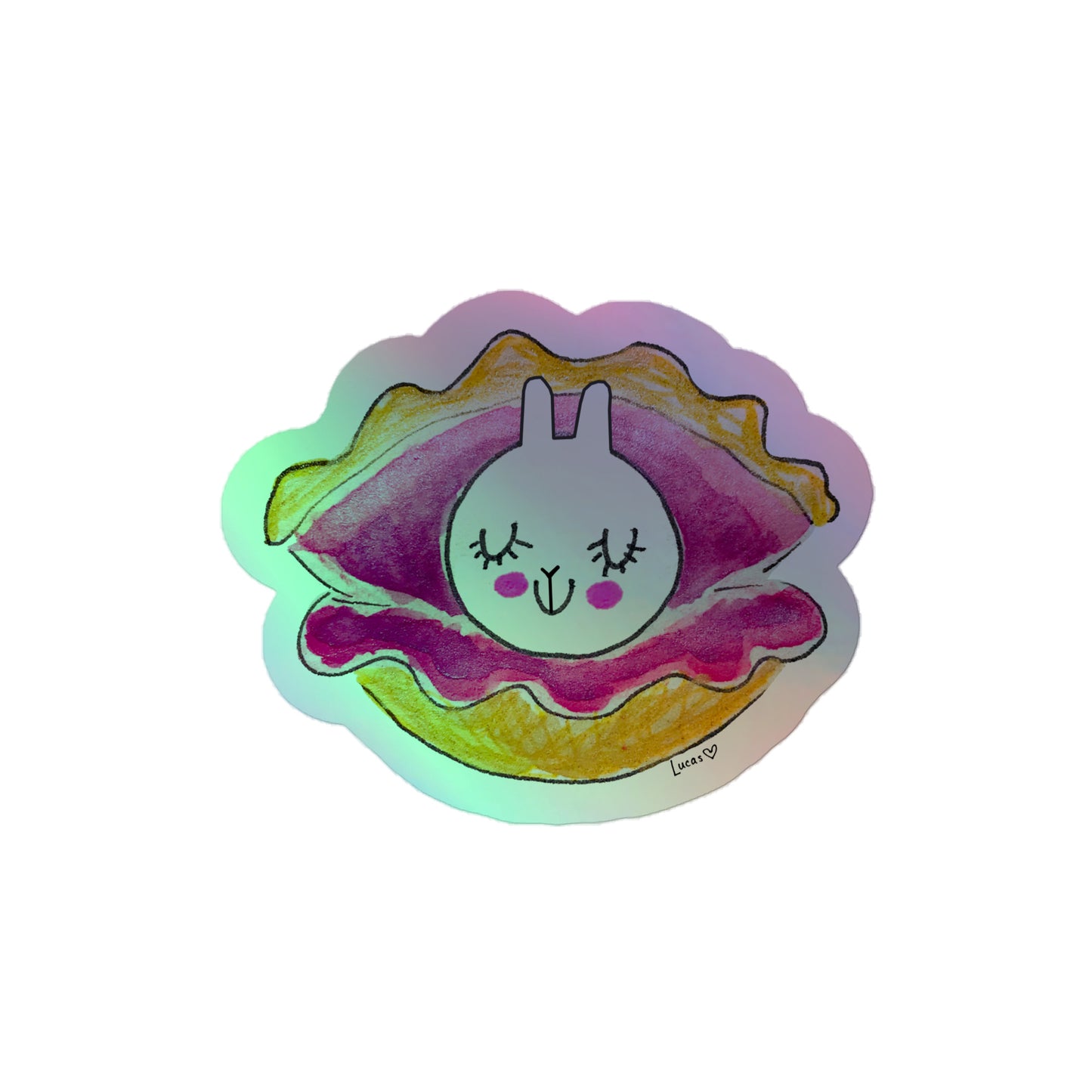 Beach Bunny Pearl in an Oyster Shell Holographic Sticker