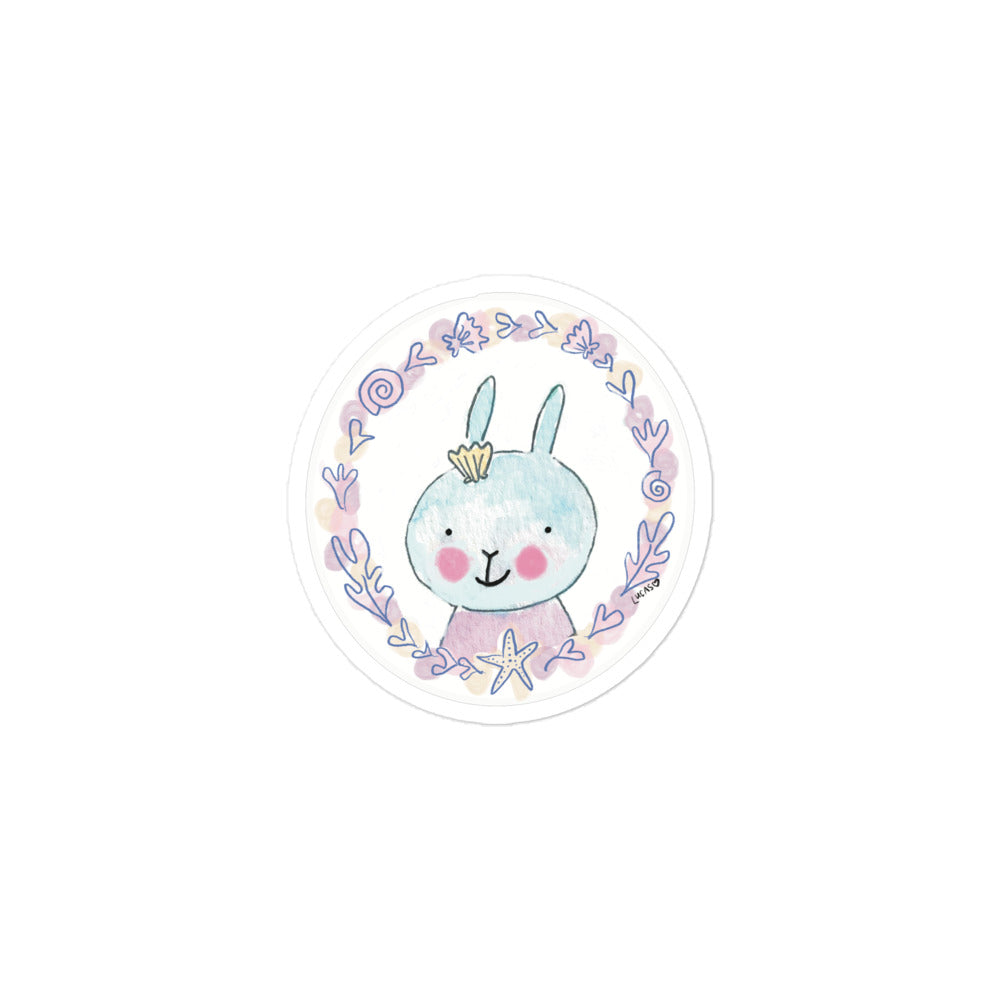 Pastel Vibes Beach Bunny Wreath Sticker