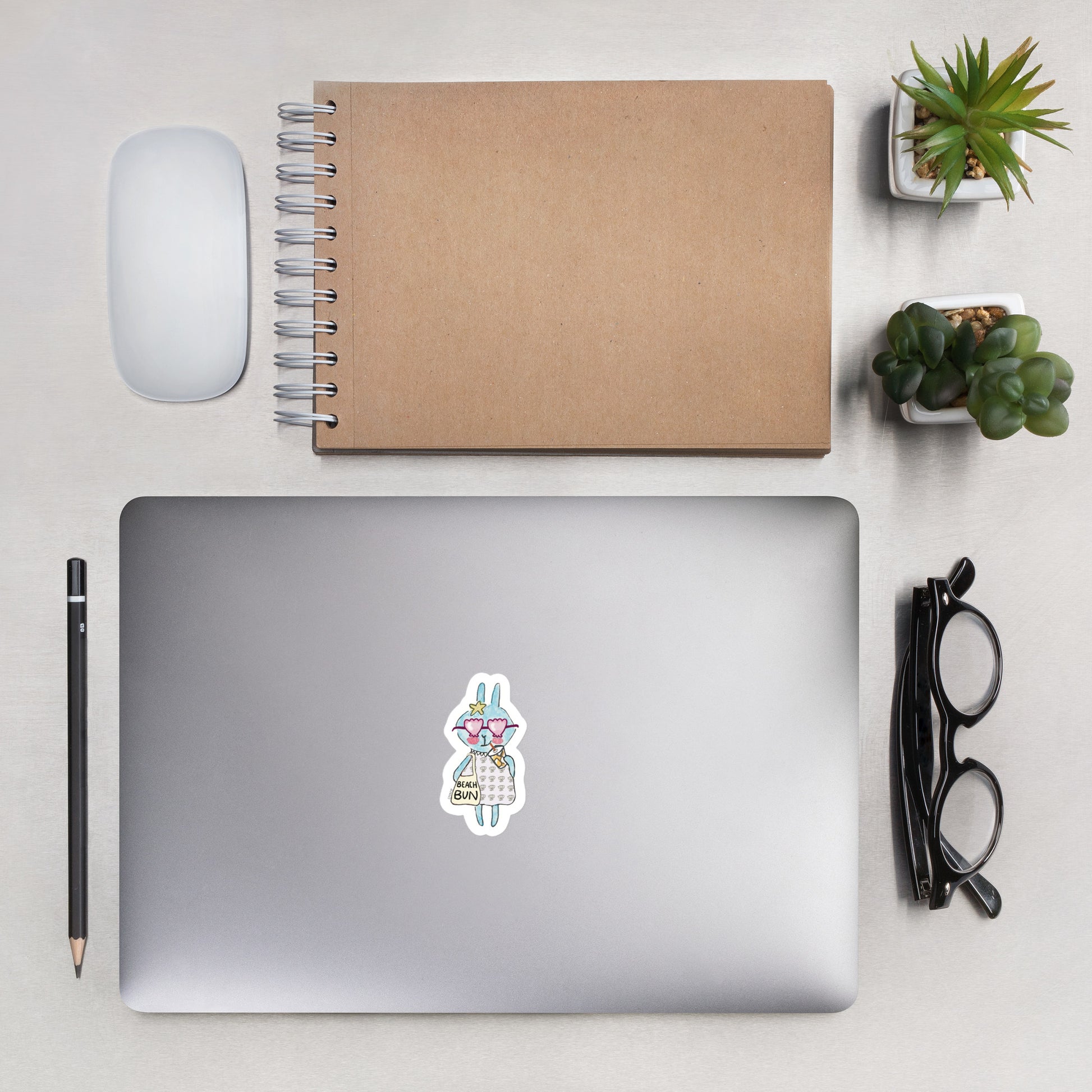 Beachcomber Bunny with Shell Shades Sticker