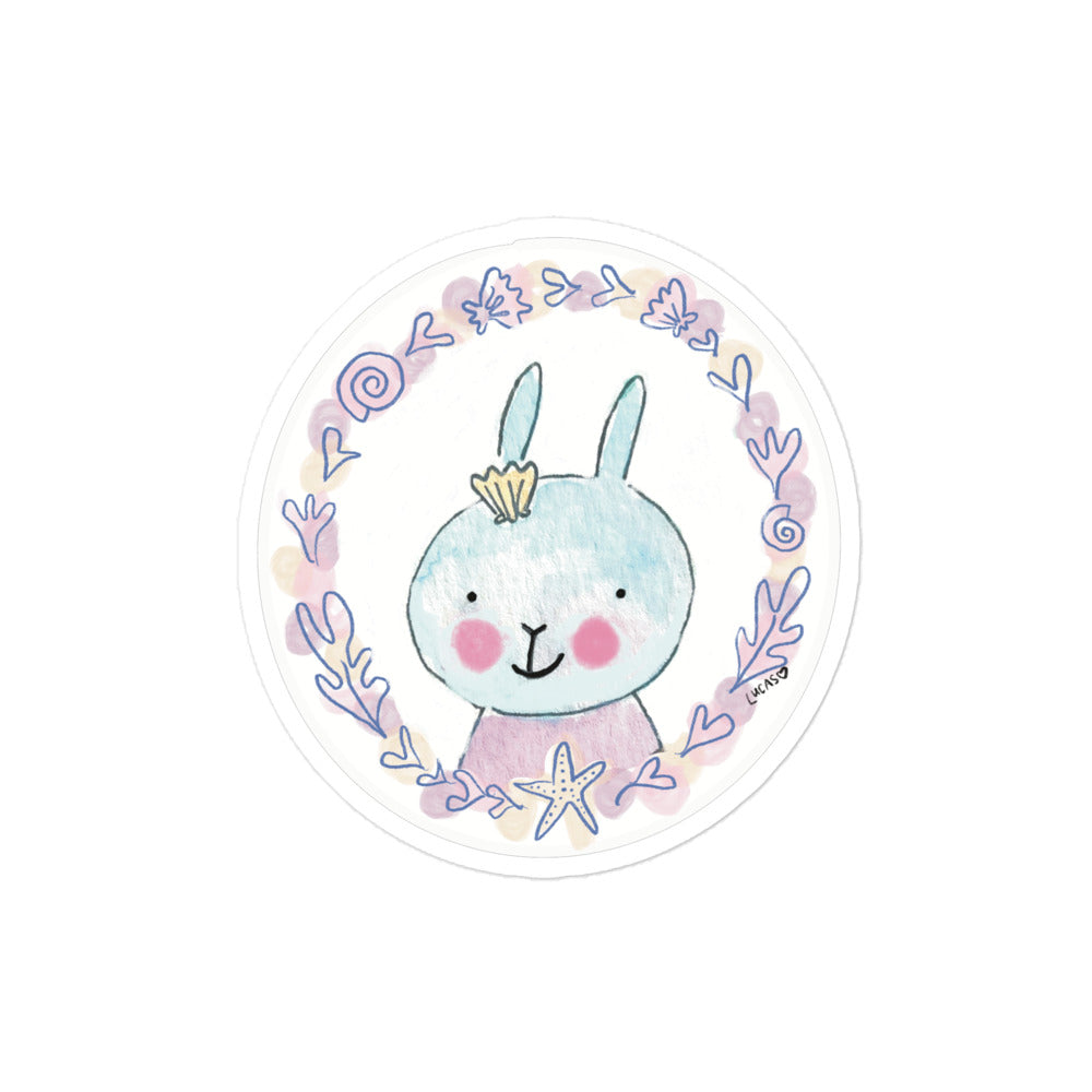 Pastel Vibes Beach Bunny Wreath Sticker