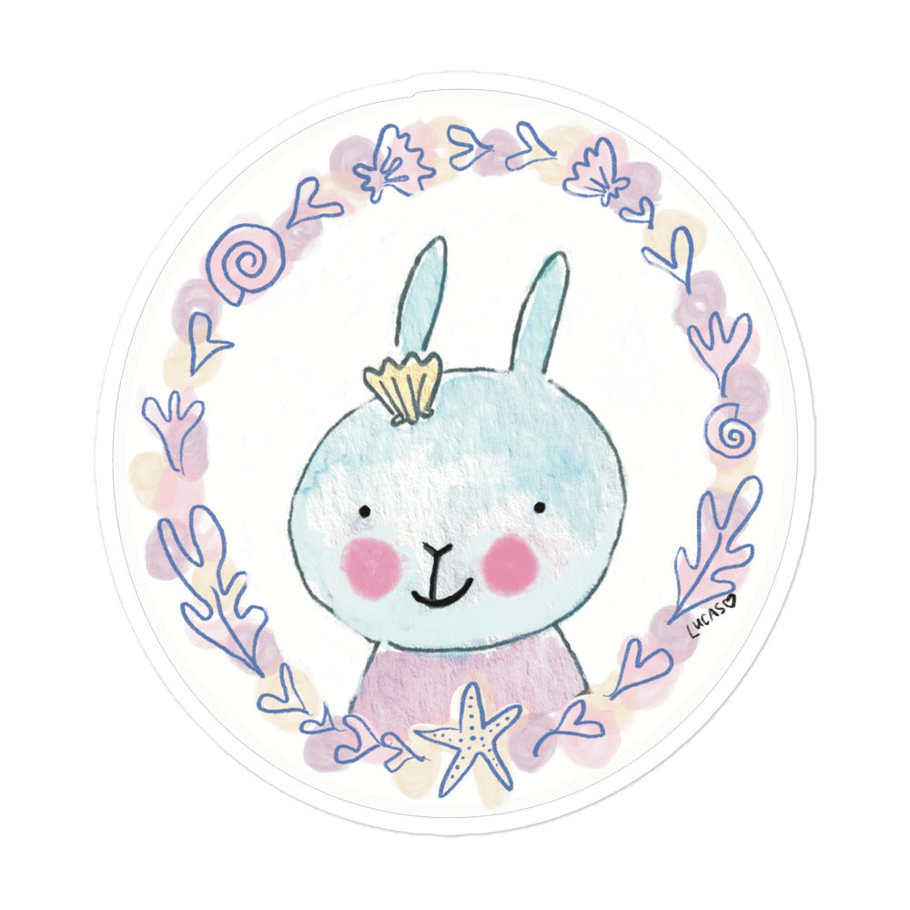 Pastel Vibes Beach Bunny Wreath Sticker