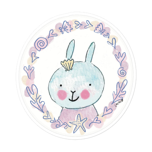 Pastel Vibes Beach Bunny Wreath Sticker