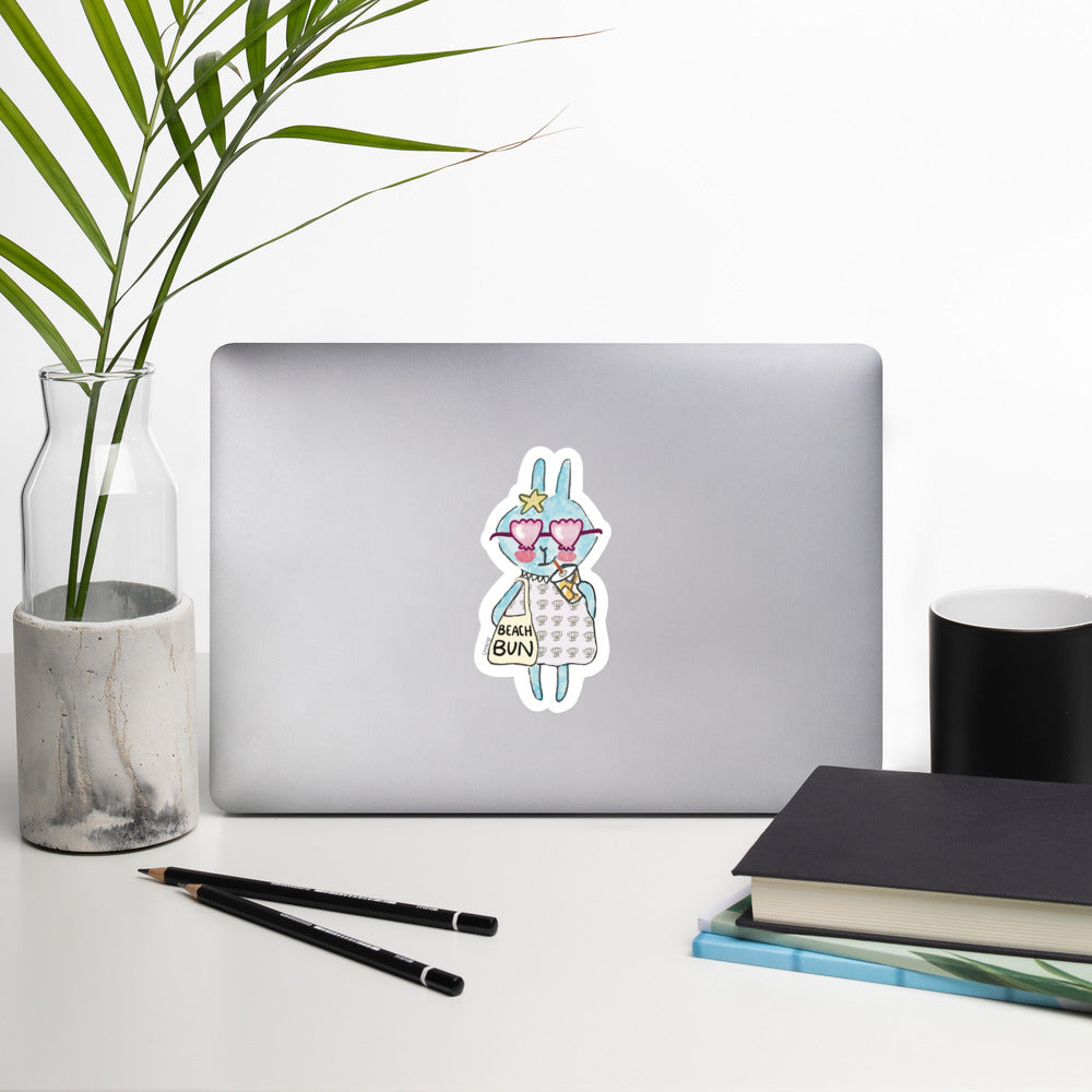 Beachcomber Bunny with Shell Shades Sticker
