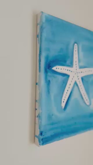 Original Starfish Painting on Canvas – Coastal Beach Art (8x10)