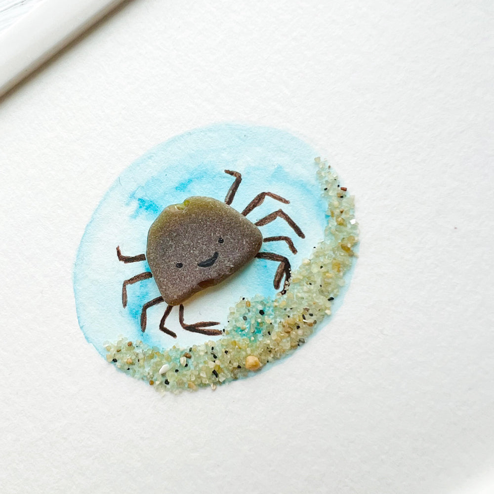 Cute Crab Customizable Sea Glass Art