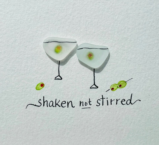 Cute Martinis with Olives Sea Glass Art