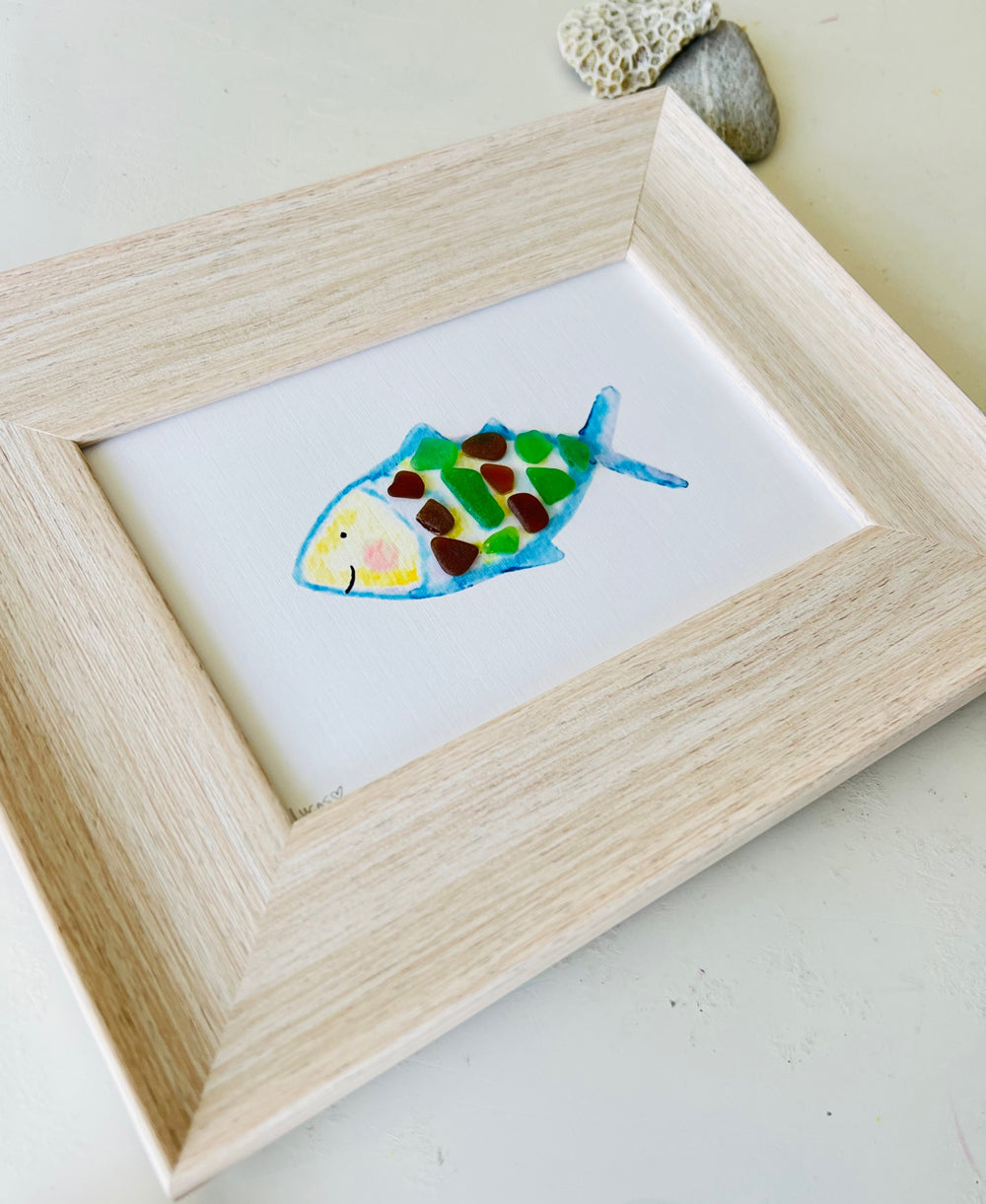 Mosiac Fish Sea Glass Art by Sook and Hook