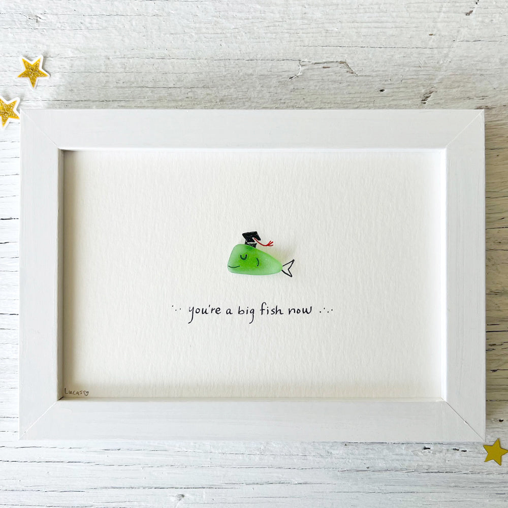 Graduation Fish Sea Glass Art by Sook & Hook