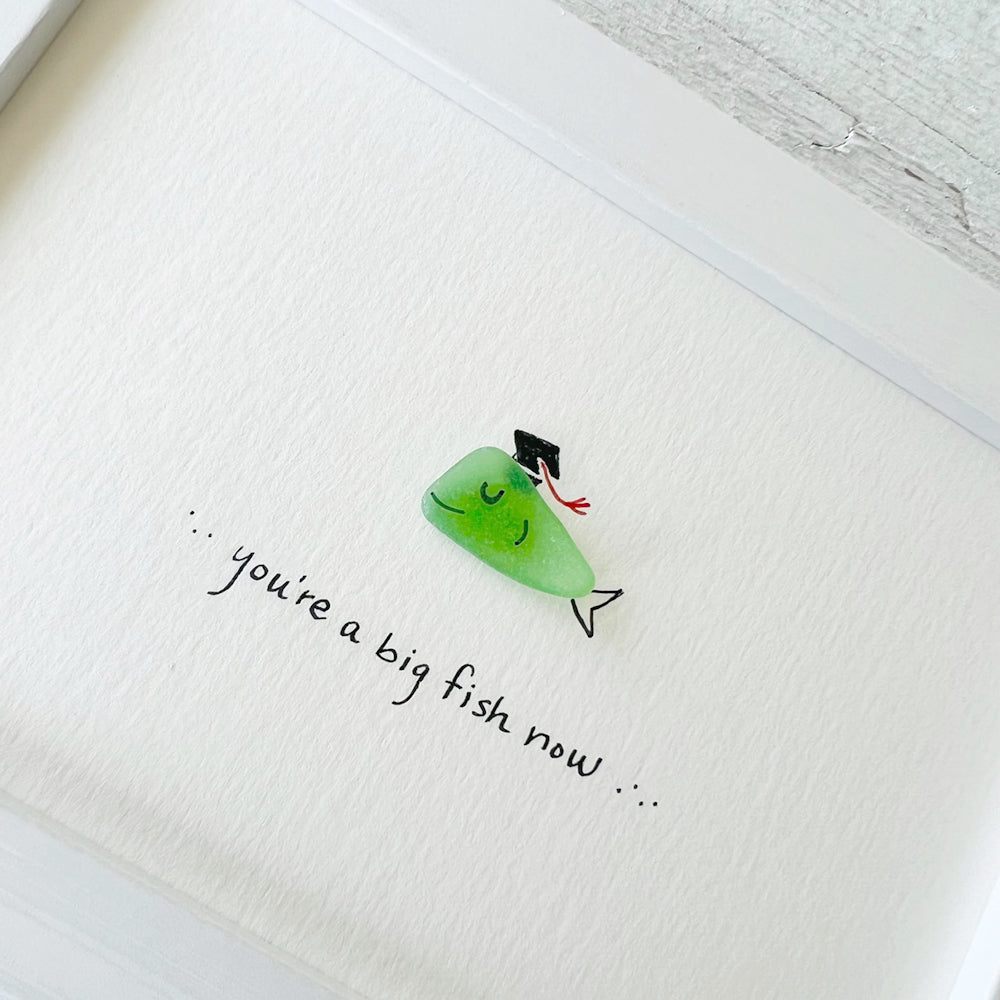Graduation Fish Sea Glass Art by Sook & Hook
