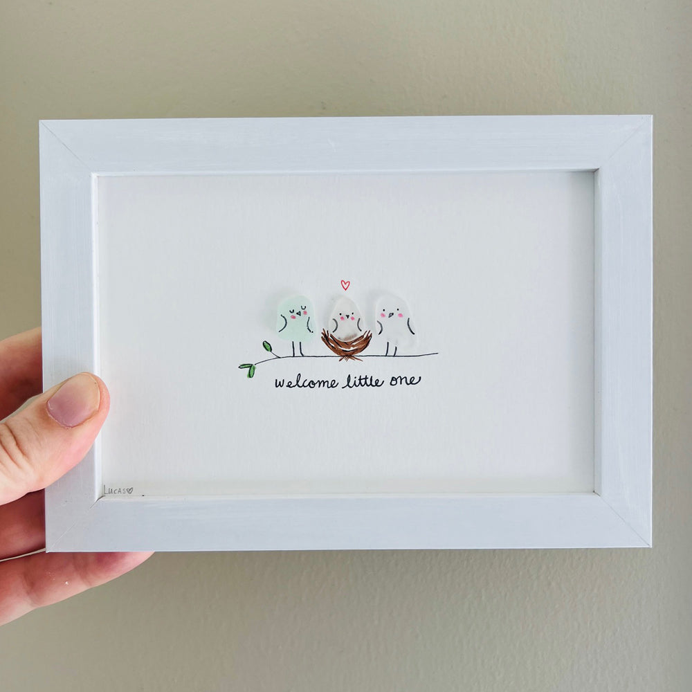 Welcome Baby Sea Glass Art by Sook & Hook