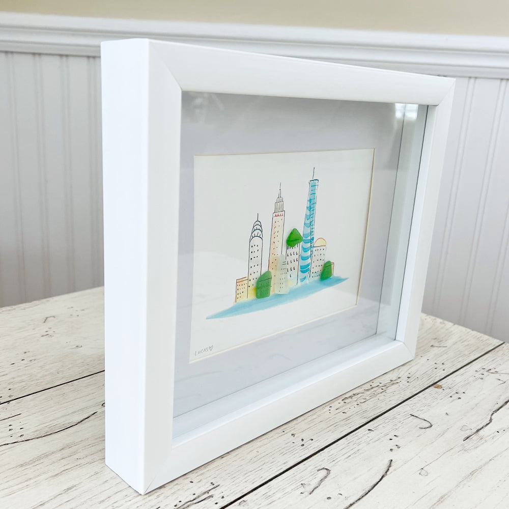 New York City Sea Glass Skyline 8"x10" by Sook & Hook