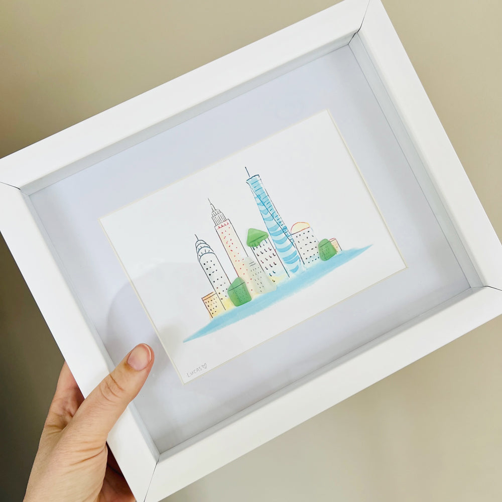 New York City Sea Glass Skyline 8"x10" by Sook & Hook