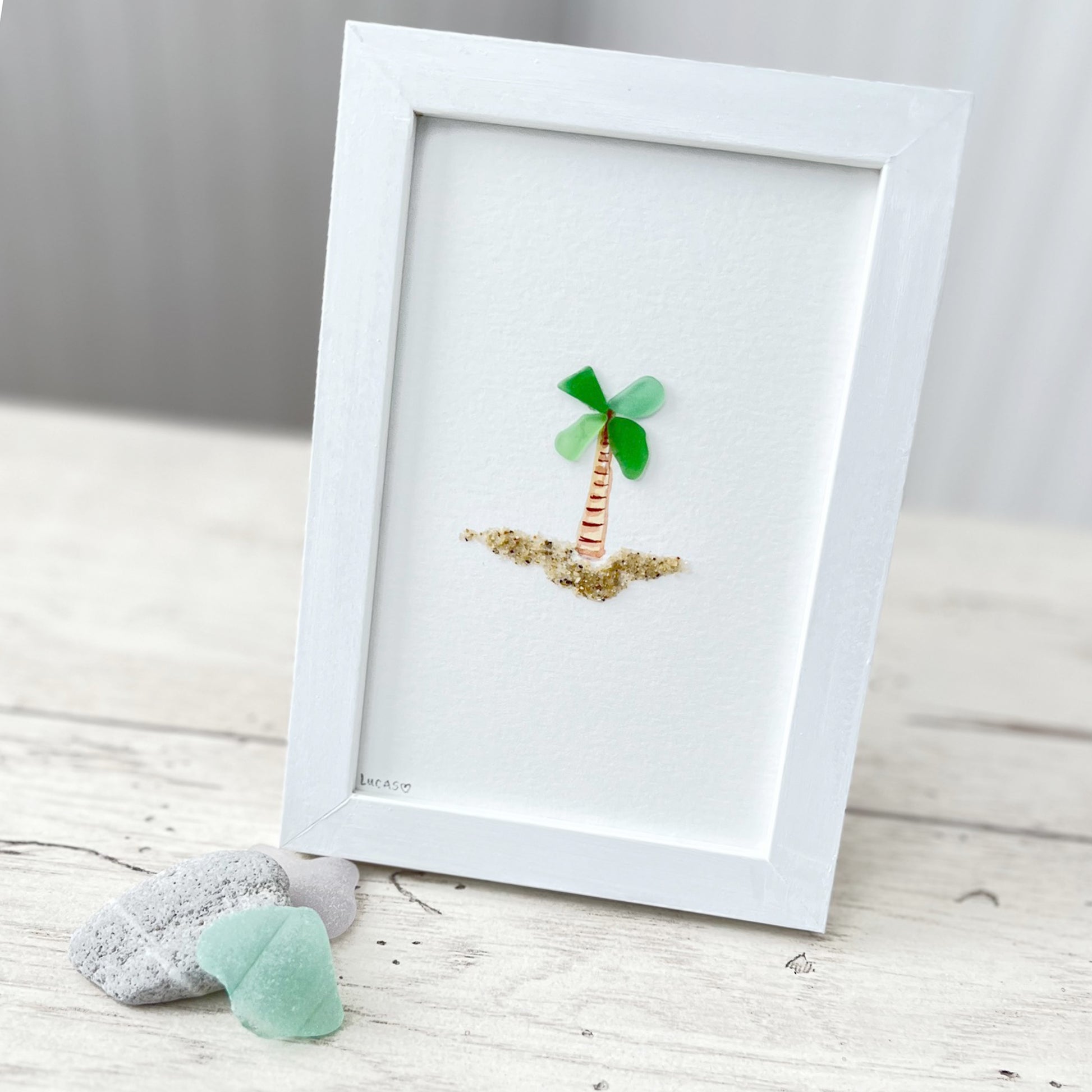 Palm Tree Sea Glass Art by Sook & Hook