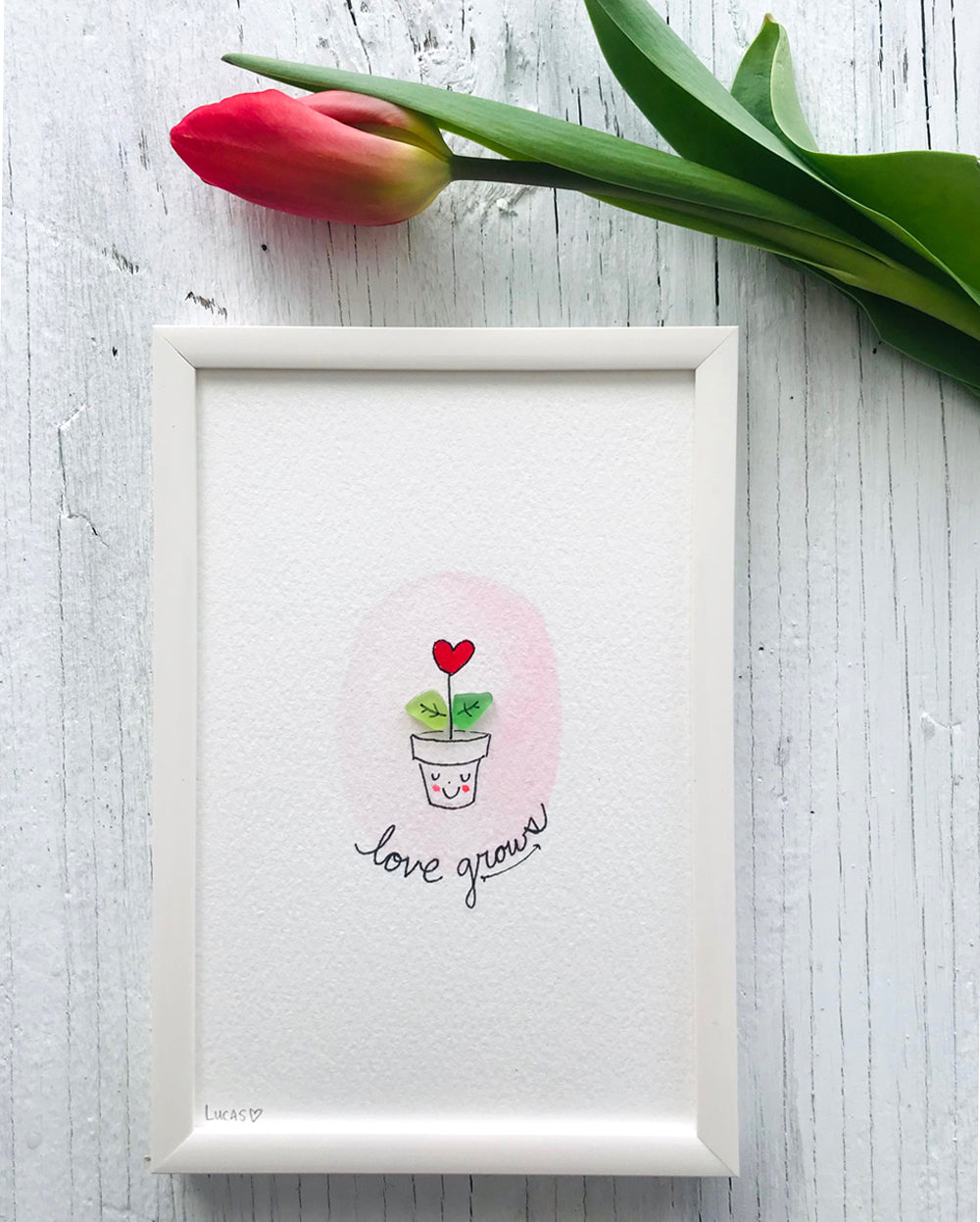 Love Grows Sea Glass Art by Sook & Hook #givewithart