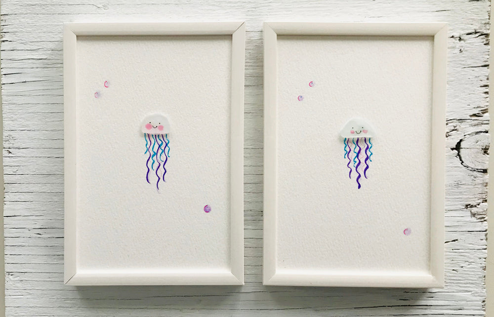 Pebble Art, Sea Glass Art, Sea Glass Picture, Beach Art, Jellyfish