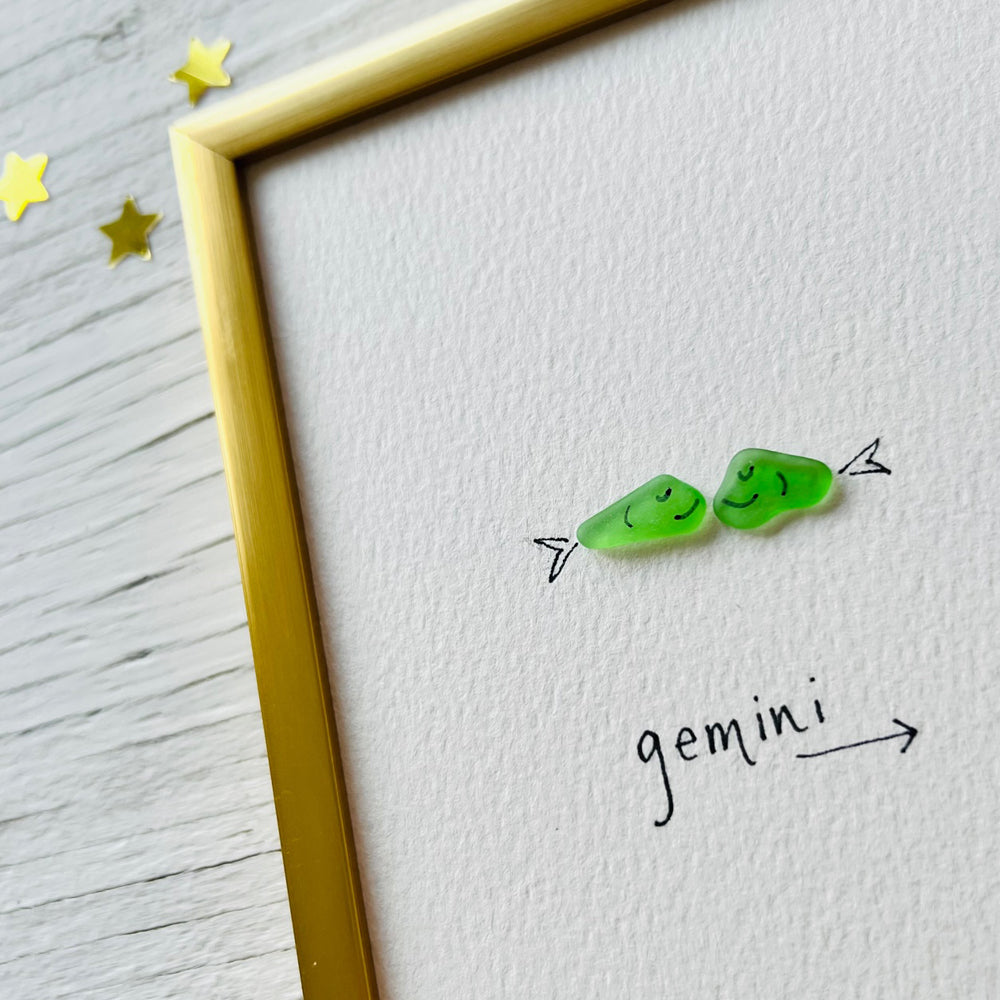 Gemini Zodiac Sea Glass Art | Hooked on Horoscopes Collection