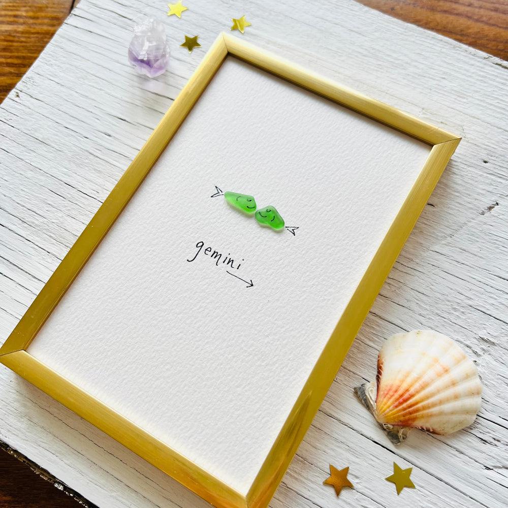 Gemini Zodiac Sea Glass Art | Hooked on Horoscopes Collection