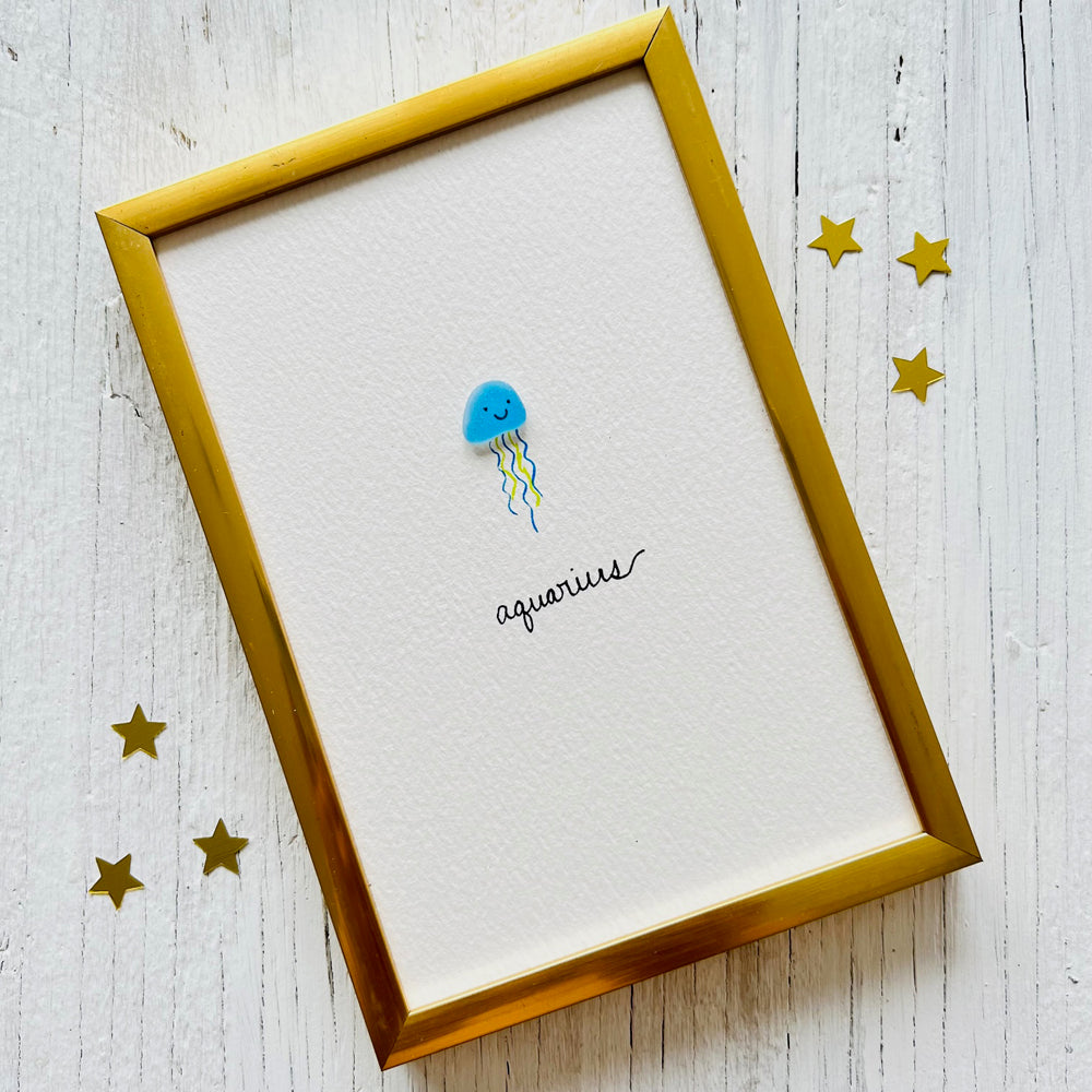 Aquarius Zodiac Sea Glass Art | Hooked on Horoscopes Collection