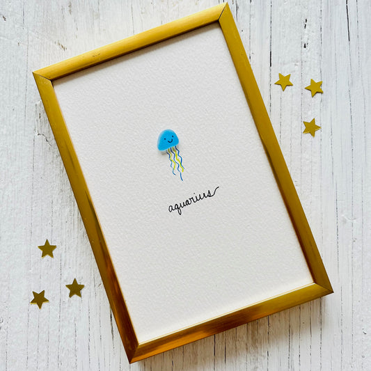Aquarius Zodiac Sea Glass Art | Hooked on Horoscopes Collection