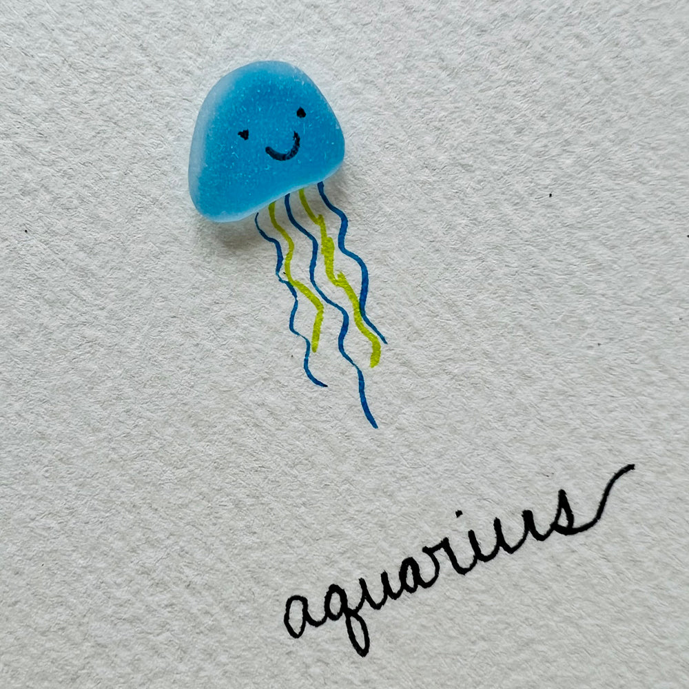Aquarius Zodiac Sea Glass Art | Hooked on Horoscopes Collection