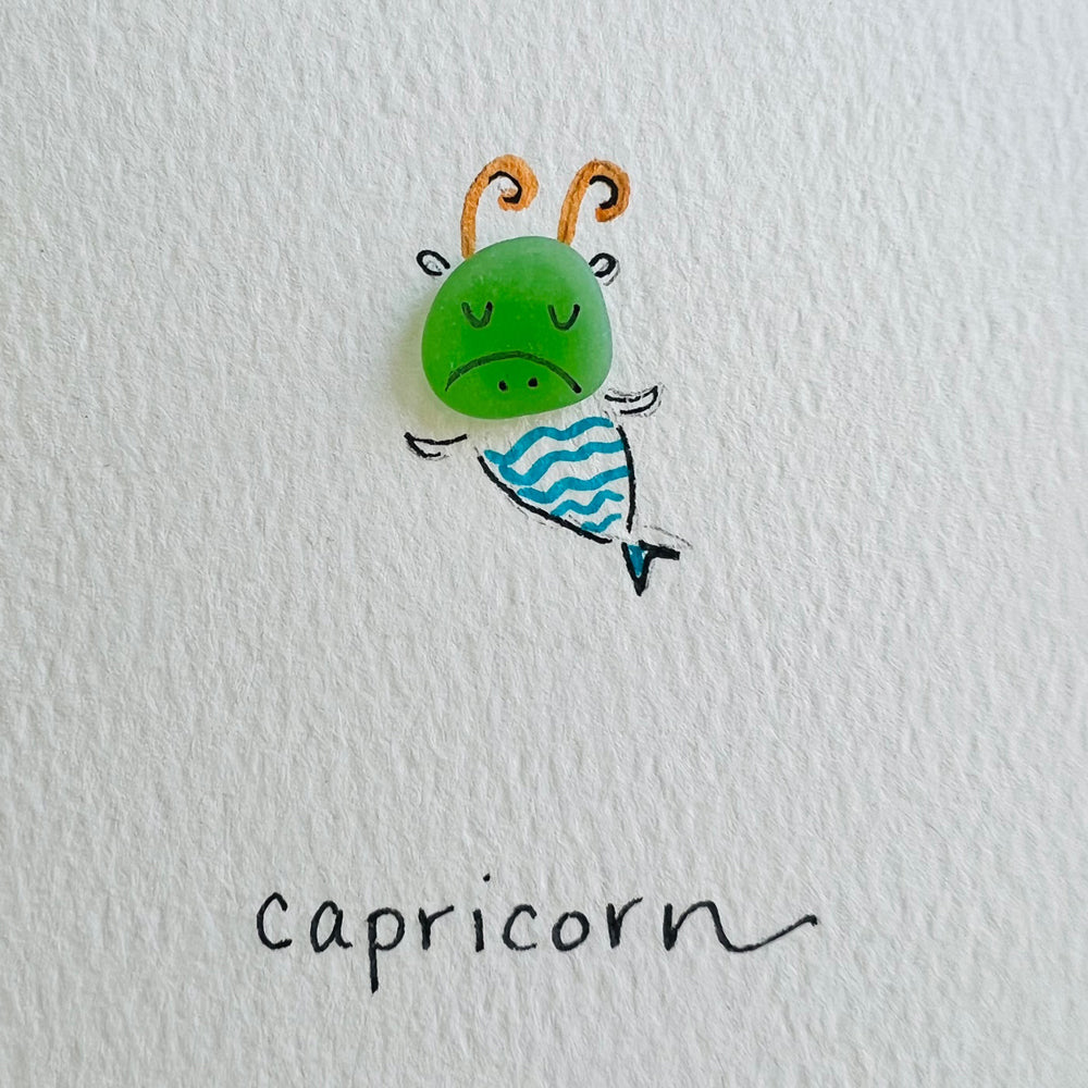 Capricorn Zodiac Sea Glass Art | Hooked on Horoscopes Collection
