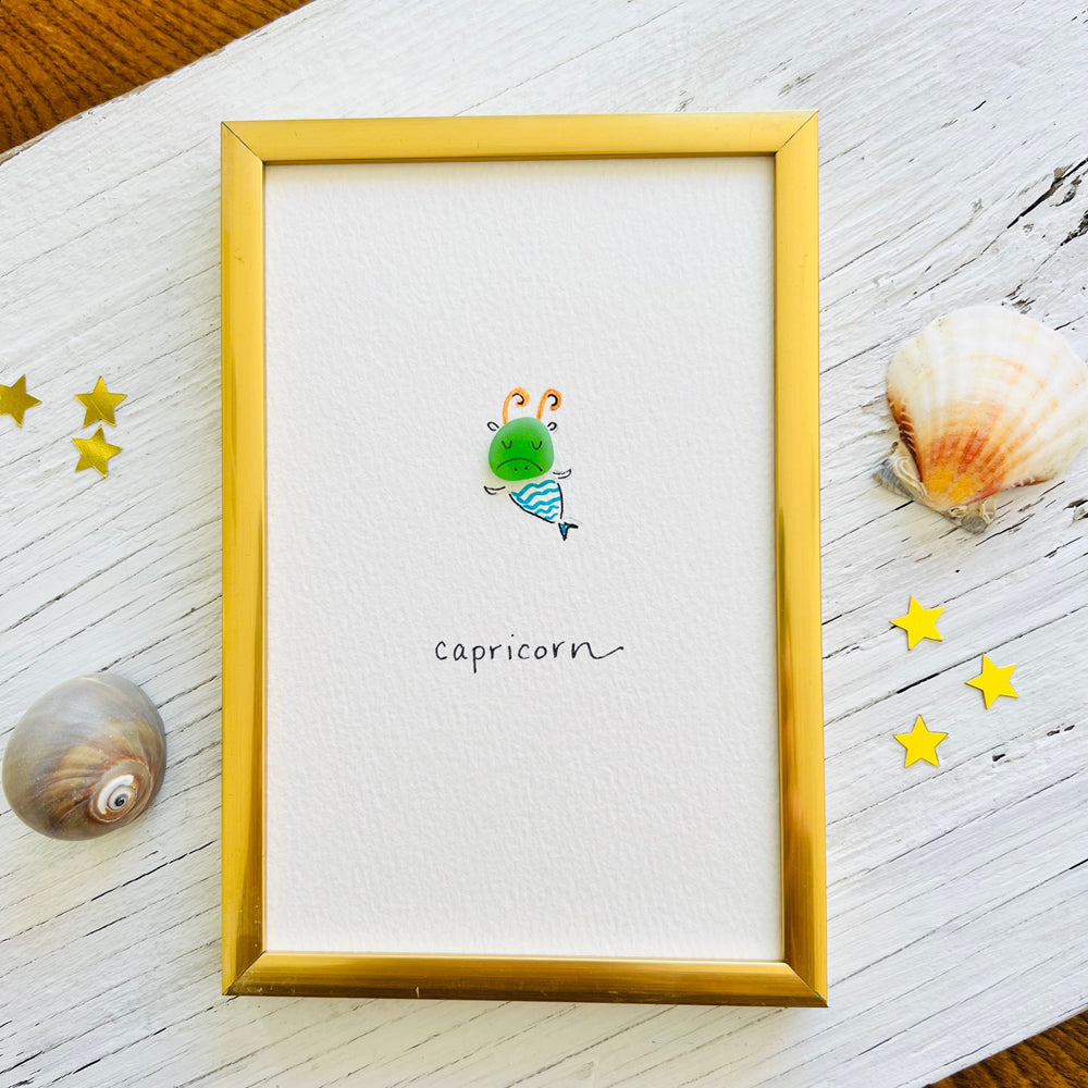 Capricorn Zodiac Sea Glass Art | Hooked on Horoscopes Collection