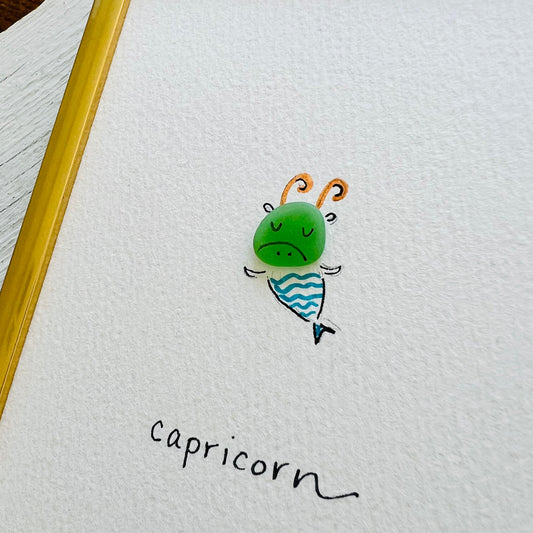 Capricorn Zodiac Sea Glass Art | Hooked on Horoscopes Collection