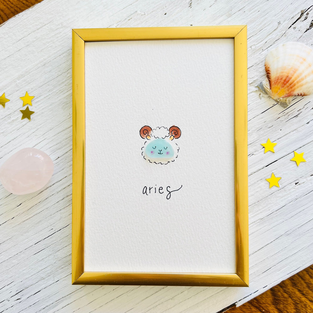 Aries Zodiac Sea Glass Art | Hooked on Horoscopes Collection