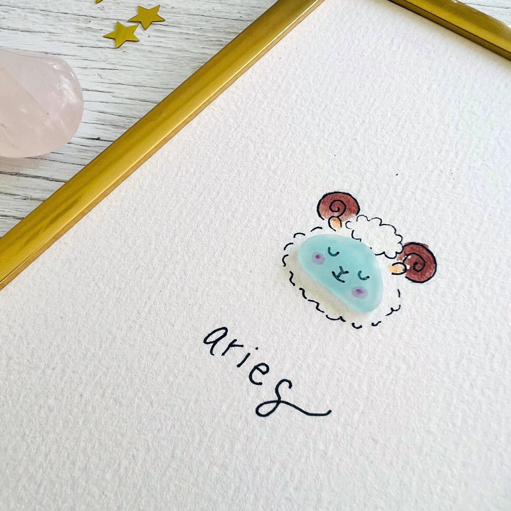 Aries Zodiac Sea Glass Art | Hooked on Horoscopes Collection