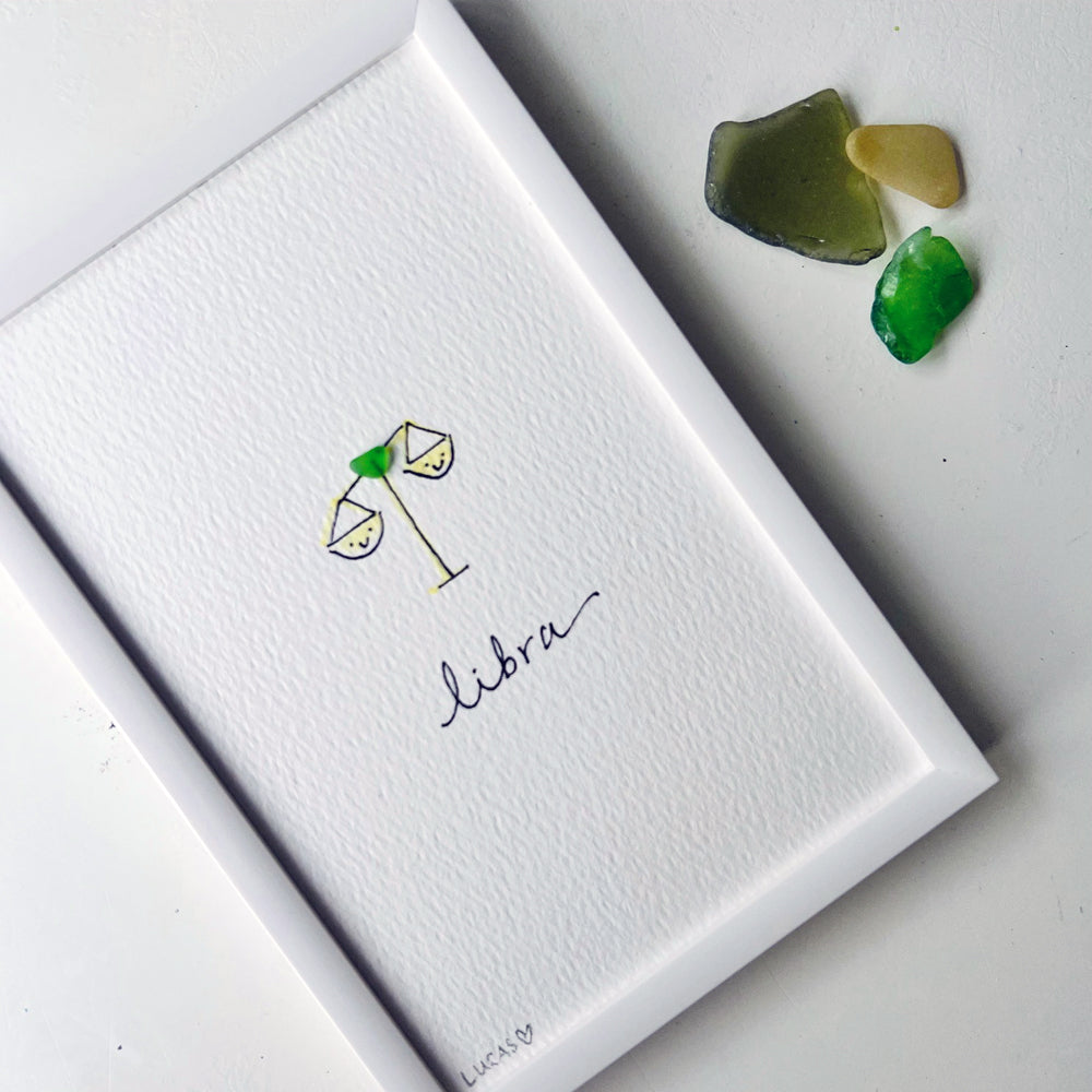 Libra Zodiac Sea Glass Art | Hooked on Horoscopes Collection