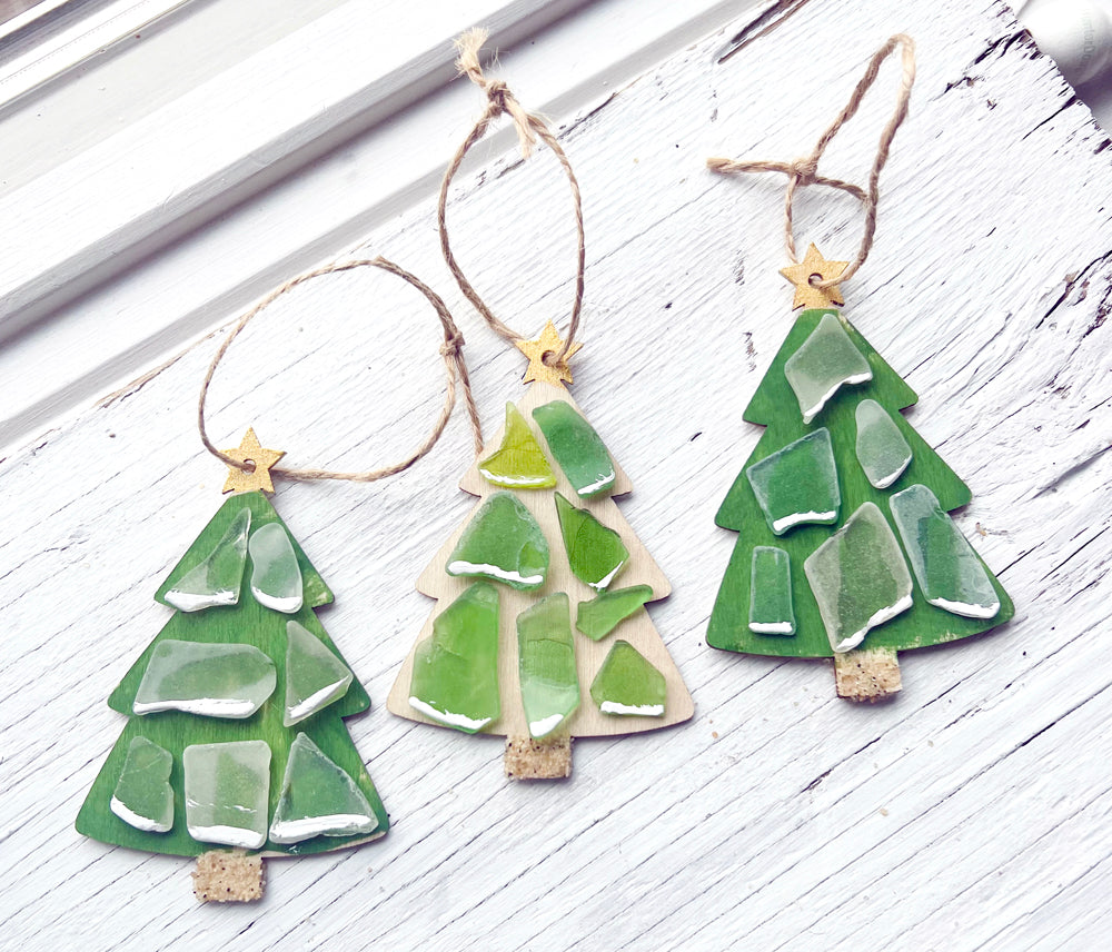 Sea Glass Christmas Tree Holiday Ornaments