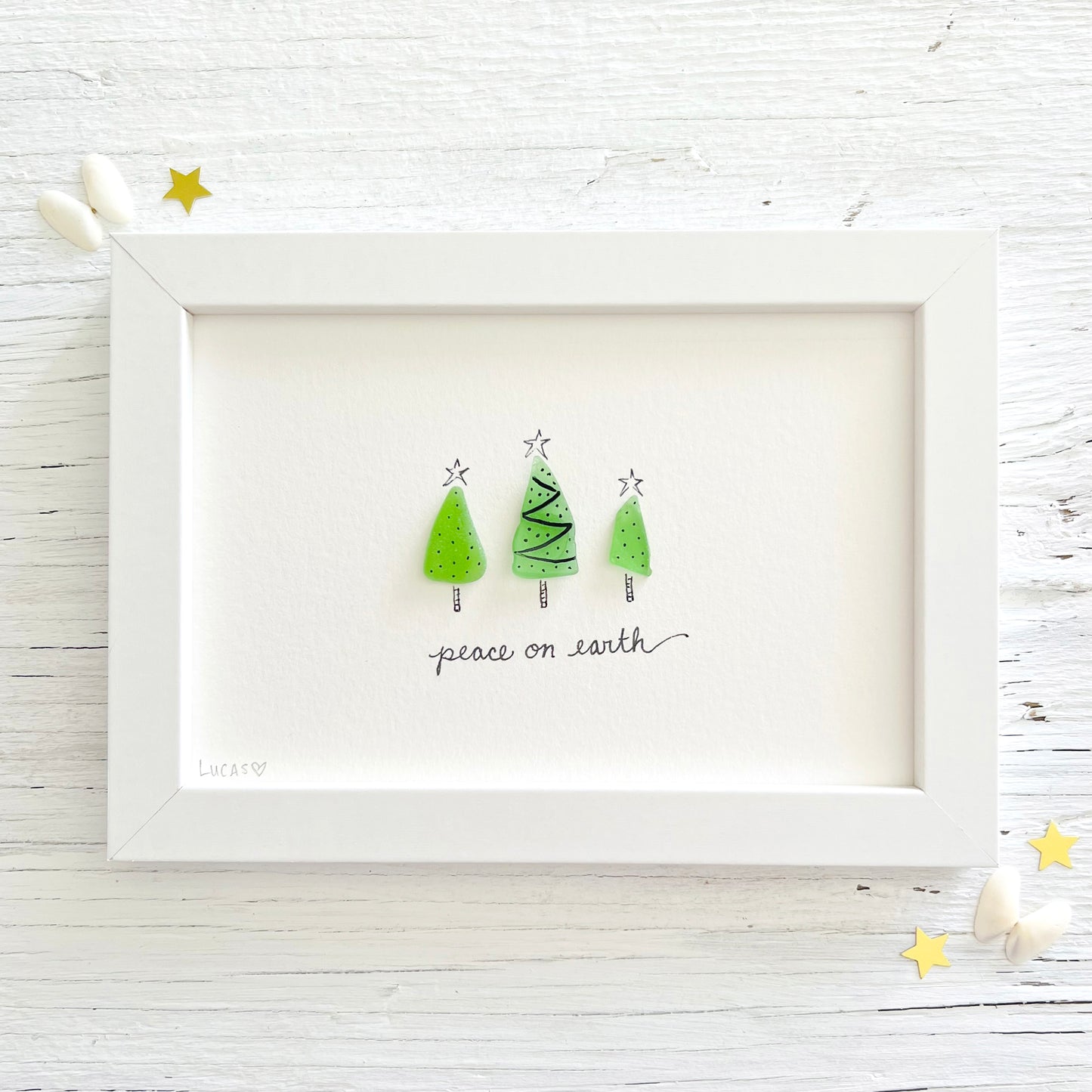 Christmas Trees Sea Glass Art