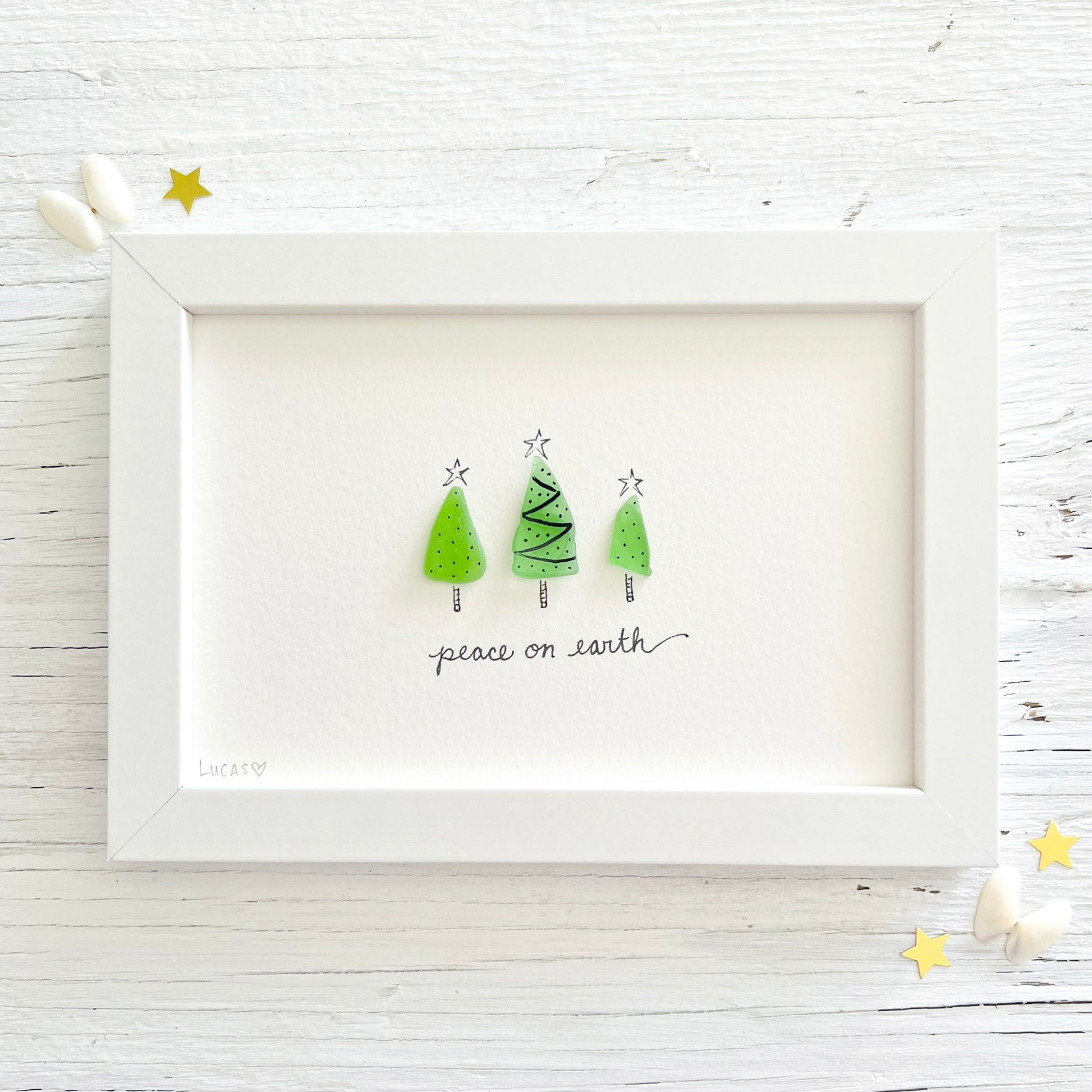 Christmas Trees Sea Glass Art